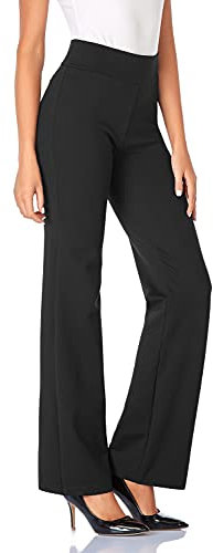 Tapata Femme 71cm/76cm/81cm/86cm Taille Haute Extensible Pantalon Bootcut, Tall/Régulière/Petite pour Le Bureau Affaires Décontracté 76cm Noir Large