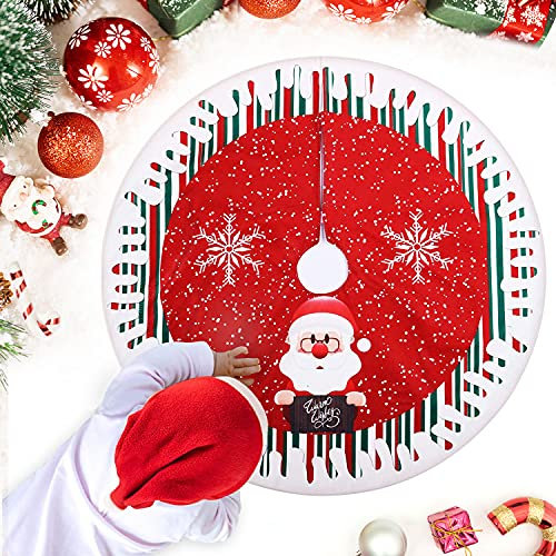 78cm Jupe de Sapin de Noël,Tapis de Sapin de Noël Rouge,Couvre-Pied de Sapin de Noël Motif Père Noël ,Couvre Pied Sapin Jupe d'arbre pour Décorations pour Arbres de Noël