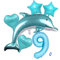 Delfin Blau Junge Folienballon 9.Geburtstag Junge Blau Delfin Luftballon Set XL Zahlen Ballon Zahl 9 Folienballon Meerestier Luftballons Numbers 9 Foil Balloon 9 Jahre Junge Sternfolie Luftballon