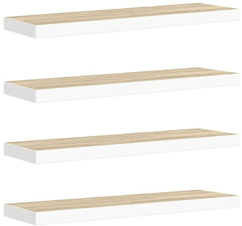vidaXL Schweberegale 4 STK. Eiche und Weiß 90x23,5x3,8 cm MDF