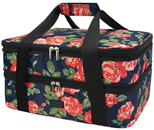 Vuudh Expandable Casserole Carrier Bag - Double Decker Food Bag, Insulated Casserole Carrier for Hot or Cold Food, Lasagna Holder Tote for Picnics,Beaches,Traveling or Gifts