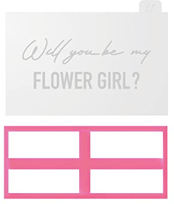 LissieLou Will You Be My Flower Girl Ausstecher und Prägegerät Brautparty Zuckerguss Stempel Fondant Prägeer - Hellrosa / transparent