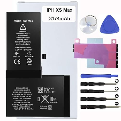 Batt Remplacement de Batterie pour iphone. Le kit de Batterie pour iPhone Comprend Un Autocollant étanche, des Autocollants de Batterie, des Outils magnétiques. (iPhone XS Max)