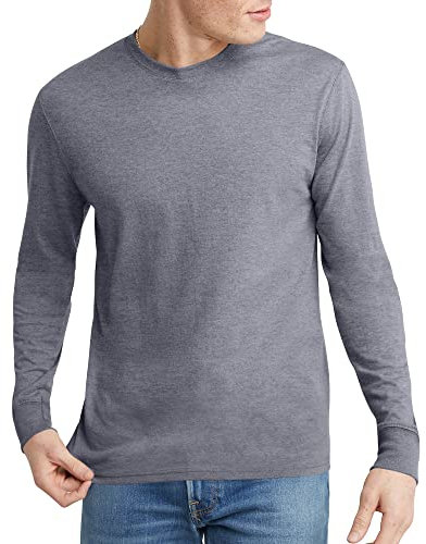 Hanes Men's Originals Tri-Blend Long Sleeve T-Shirt, Athletic Navy Pe Heather, Large