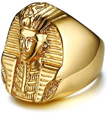 Edelstahl Ringe Männer, Goldring Damen Ring Damen Herrenring Edelstahl 65 Ägyptischer Pharao Ring Schmuck