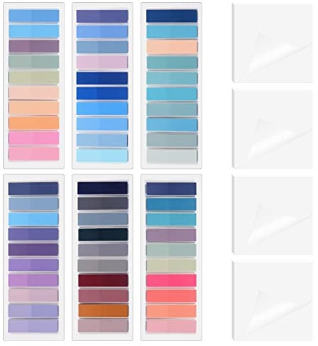 Sticky Notes,moinkerin 1400 Stücke Haftnotizen Tabs,6 Sets Farbe Haftstreifen mit 4 Sets Transparent Sticky Notes 2 Stile Sticky Notes PET Mehrfarbig für Lesezeichen,Studieren,Büro,Schulplaner Memo