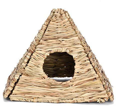 Casa De Hámster De Conejo Tejido De Paja Natural Jaula De Campo De Hierba Tejida A Mano para Animales Pequeños Conejillo De Indias Nido De Hámster