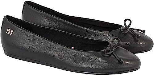 Tommy Hilfiger Damen Ballerinas Essential Leather Elegant, Schwarz (Black), 37