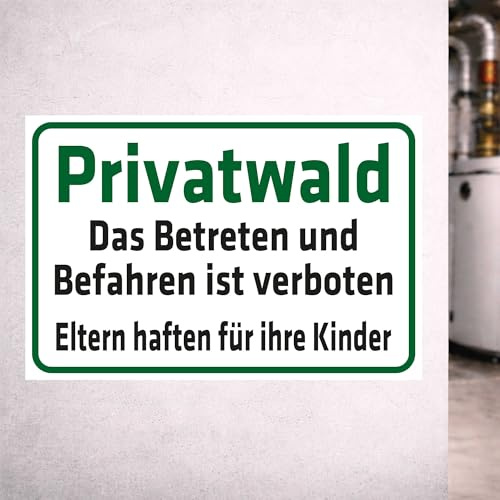 INDIGOS UG - Schild Privatwald - Das Betreten und Befahren ist verboten - 400x300 mm - Hinweisschild Warnschild Sicherheitsschild - Aluverbundplatte 3 mm - für Innen und Außen