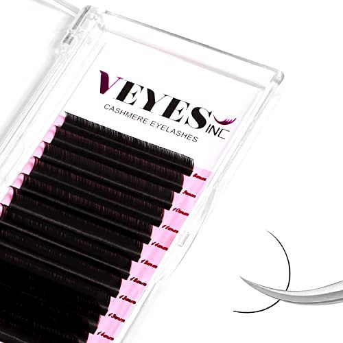 VEYES INC Cashmere Individual Lash Extensions 0.03-0.20 B/C/CC/D/J/M Curl 8-20mm Mixed & Single Length Trays, Matte Black, Professional Supplies for Lash Techs(0.03 CC 8-16mm)