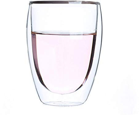 Tasses en verre à double paroi Tasse à thé à café Verres transparents résistants à la chaleur avec tasses à double fond Tasse à boire, 350ML