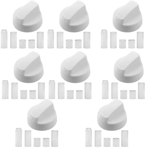 Cooker Oven Hob White Control Knob + 5 Adaptors For Zanussi (Pack of 8)