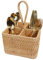 Natural Wicker Utensil Caddy with Built-in Handles，Wicker Silverware Caddy with 4 Compartments，Spoon Cutlery Holder Utensils Organizer，Condiment Organizer Silverware Holder(7.09 * 5.12 inch)
