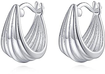 SLUYNZ 925 Sterling Silber Chunky Teardrop Creolen Ohrringe für Frauen Damen Dicke Creolen Wassertropfen Ohrringe Einzigartige Creolen