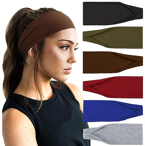 DRESHOW 6 Stück Damen Stirnband Kopfband Haarband Turban Elastische Stirnband Haarschmuck für Mädchen Alltag Yoga Sport Fitness
