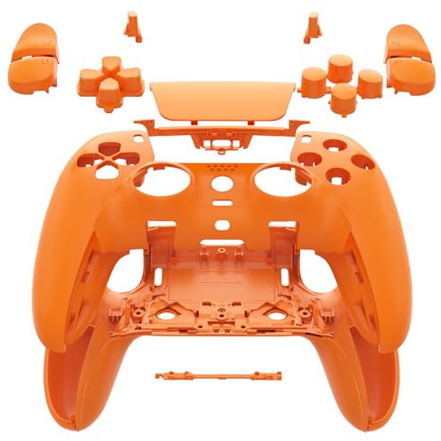 eXtremeRate Komplettes Set mit Tasten, Touchpad-Abdeckung, kompatibel mit PS5 Edge Controller, Orange, maßgeschneiderte Ersatzzierleiste, Front-Rückplatten, kompatibel mit PS5 Edge Controller