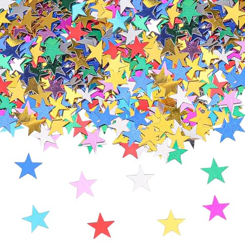 GoldRock Glitzer Streudeko Sterne Bunt,Glitzersterne Konfetti Weihnachten,Streusterne Rot,Streudeko Weihnachten Silvester,Stern Konfetti,Weihnachtskonfetti Stern Deko,Tischdeko Geburtstag Hochzeit