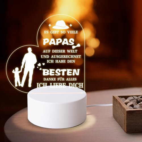 Awroutdoor Geschenke für Papa, Papa Geburtstagsgeschenk, Vatertagsgeschenke für Papa, LED Lampe Nachtlicht, Weihnachten Geschenk, Personalisierte Geschenke Papa, Beste Papa Geschenk