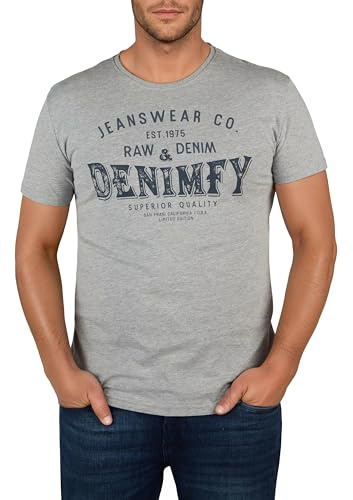 DENIMFY Tshirt Herren Baumwolle Regular Fit DFNuri Rundhals Kurzarm Sommer | Tee Shirt Logoprint Schwarz Grau Blau Grün Rot Weiß Navy S M L XL XXL 3XL 4XL 5XL