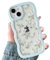 ZTOFERA Wavy Case for iPhone 14 Plus/15 Plus (6.7), Cute Clear Protective Case with Floral Leaves Pattern, Hard PC Colored Wave Frame Soft Silicone Bumper Shockproof Cover for Girls Women, Mint Green