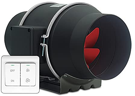 6〞 150mm Inline Booster Duct Fan Ventilator 312 Infinity Ventilation with Speed Controller Low Noise Inline Blower Can Fan for Basements Bathrooms Kitchens Workshops Home (Black+dual) (Black+dua