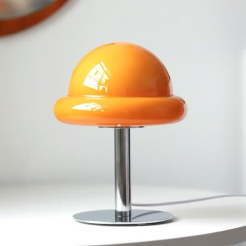 GUANSHAN Tischlampe aus Glas im Retro-Stil, kreative Tischlampe im Pilz-Stil für Schlafzimmer, Nachttischlampe, dekorative Tischbeleuchtung, Nachtlicht für Wohnzimmer, Schlafzimmer