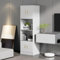 Lexiou Freistehende Vitrine 60x40x180 cm weiß - 4 Türen mit offenem Fach in der Mitte mit leise schließenden Scharnieren - Küchen-Highboards, Wohnzimmerständer, Vitrinen, Bücherregale