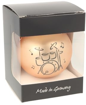 Glas-Weihnachtskugel mit Schlagzeug-Motiv, Ø ca. 8 cm (Gold matt)