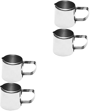 Anneome 4piezas Jarras De Leche De Acero Inoxidable Mini Lechera Para Café y Té Para Cremas y Salsas Uso Cafeterías y Hogares
