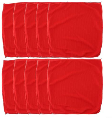 Lot de 10 chiffons de nettoyage en microfibre pour voiture, cuisine, salle de bain, 30 x 30 cm, serviettes rouges réutilisables en microfibre pour dépoussiérer, fenêtres, ustensiles de cuisine,