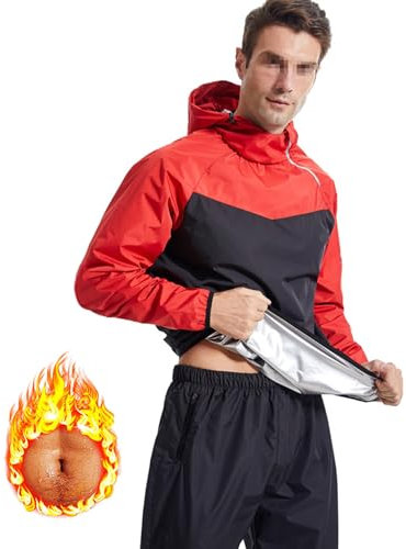 Weyot Tuta Sauna Dimagrante Uomo, Tuta per Sudare (Sauna Giacca + Pantaloni), Abbigliamento Sportivo Effetto Sauna per Palestra Jogging Running Fitness Sudorazione Body Shaper,L,Jacket + Pants