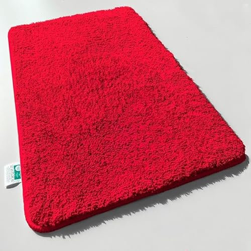 KARAT Tapis de Bain Sky Soft, Antidérapant Ultra-doux Moelleux Absorbant Lavable en machine à 40°, Ideal pour Salle de Bain, Sortie de douche Toilettes, Certifié Oeko-TEX Standard 100, Rouge 70x120 cm