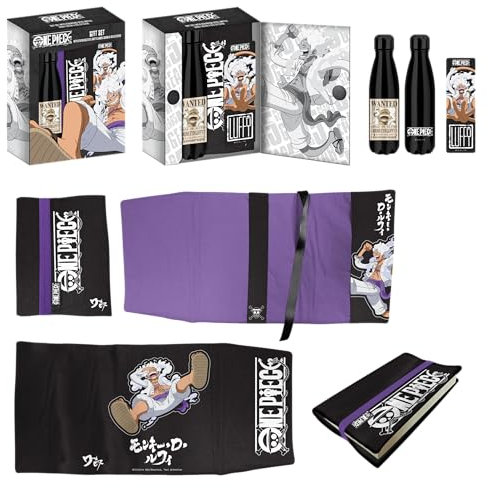 Homadict – Pack Bouteille Isotherme One Piece Luffy Gear 5 + Protection Manga – Boîte Décorative Style Manga – Licence Officielle