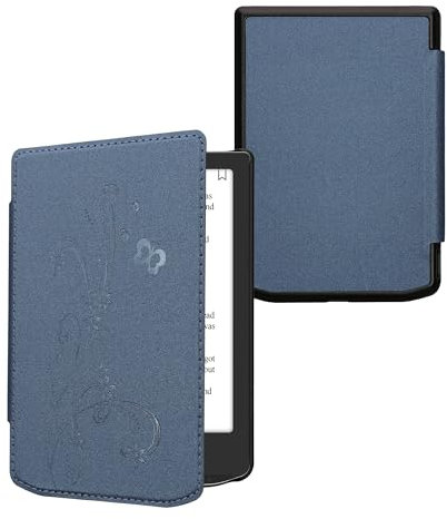 kwmobile Étui Compatible avec Pocketbook Verse/Pro/Color/Vivlio Light/Light HD Coque - Étui à Rabat magnétique Tablette eReader Similicuir - Bleu foncé