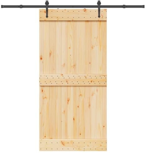 vidaXL Puerta corredera con herrajes madera maciza de pino 100x210 cm
