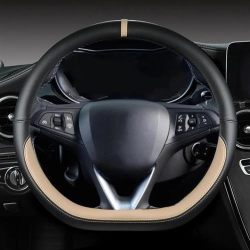 Lenkradschoner D Form Leder Auto Lenkrad Abdeckung Für Opel Für Astra Für Corsa Für Combo Für Mokka Für Grandland X Für Insignia Für CT Lenkradhülle(Beige)
