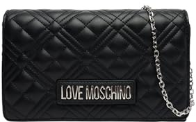 Love Moschino Quilled PU Bag Black + Galv.Nickel