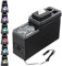 GEARMONSTER Upgrade Mittelkonsole mit 7 Farben LED-Leuchten und USB Aufladestation Kompatibel mit VW T4 T5 T6 T7 T6.1 2003-2019, Acrylplatte Armlehne Aufbewahrungsbox Schwarz Glanz Leder Zubehör