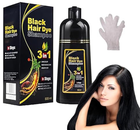 Rostblant 500ml Haarfärbeshampoo,Haarfärbeshampoo 3 in 1,Haarfärbeshampoo,Instant-Haarfärbeshampoo für Männer und Frauen,Natürliches und langanhaltendes Farbshampoo,Schwarz
