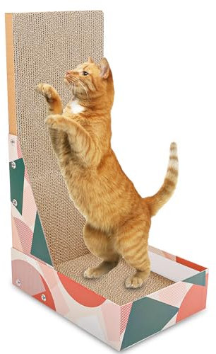 Maxentico Rascador para Gatos, Grandes Carton Cat Scratcher Cardboard en Forma de L, Gato Alfombra Arañazos Tapete, Resistentes Rascadores Arañador, para Gatos de Interior, para Esquinas
