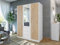 Easy4You Lux D3 Weiß/Eiche Wotan Kleiderschrank 149x200x57,5 cm mit Spiegel - Schlafzimmermöbel, Aufbewahrung – Mehrzweckschrank Geriffelte Fronten und 3 Schubladen