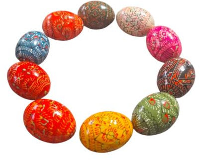 Pysanky -Pysanka Ostereier aus Ukraine Mini 10er Set in verschiedenen Farben und Mustern aus Holz