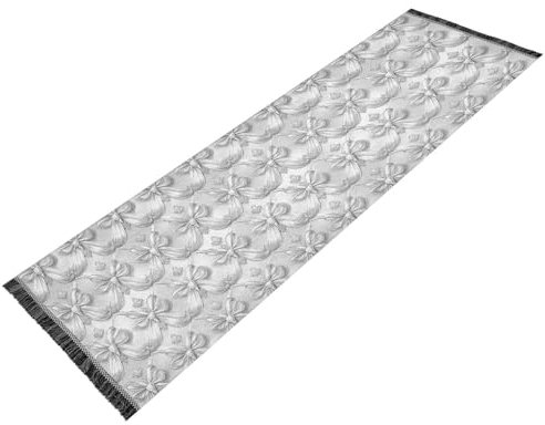 Amooorous Schlafzimmerläufer, waschbar, rutschfest, Waschküchenmatte, Quaste, Bodenteppich für Flur, Küche, Schlafzimmer, Wohnzimmer, Heimdekoration, Platin, Pornofest, romantische Schleife