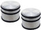 Pack of 2 Chunky Stainless Steel Doorstops | Round Silver Metal Rubber Door Stops | Heavy Duty Door Stopper with Bumper - 9x8cm