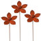 3er Set Gartenstecker Sonnenhut Metall Rost Gartendeko Edelrost Rankstab Beetstecker Topfstecker Naturrost (3er Blumen C)