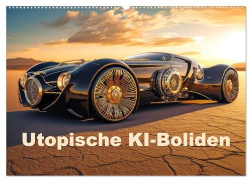 Utopische KI-Boliden (Wandkalender 2026 DIN A2 quer), CALVENDO Monatskalender: Elegante Boliden in der Wüstenlandschaft (CALVENDO Mobilitaet)