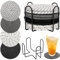 8 Pièces Dessous de Verre Ronds avec Support, sous Tasse de 10 cm de Diamètre et 7 mm, Glass Coaster Absorbants, Réutilisables Dessous de Table pour Café, Bar, Cuisine, Restaurant, Bureau