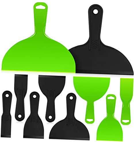 HYTROVE 10pcs Paint Scraper Kit Plastic Spatulas Handles for Drywall Grout Applicator Painters Spackling