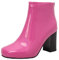 MISSUIT Damen Stiefeletten mit Blockabsatz Lack Reißverschluss High Heels Ankle Boots(Hot Pink,39)