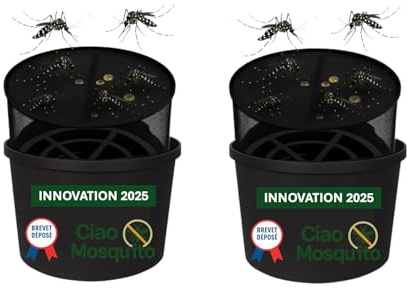 Ciao Mosquito® x2 – Pièges à larves moustiques tigres | Brevet français 2025 | Écologique, réutilisable | Sans insecticide, sans odeur | Seaux + flotteurs + filets | Jardin, terrasse, balcon